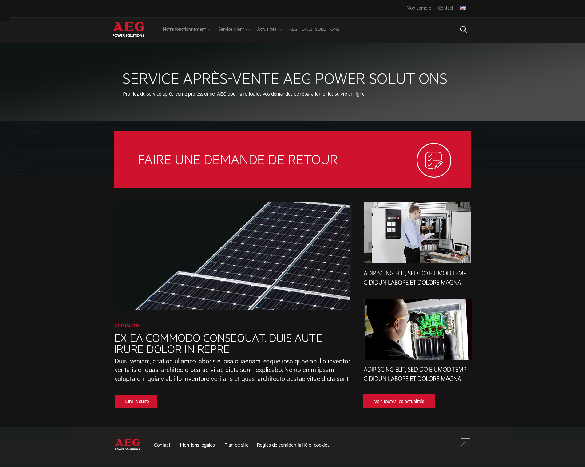 AEG Power Solutions - Création d'un site web - Tours