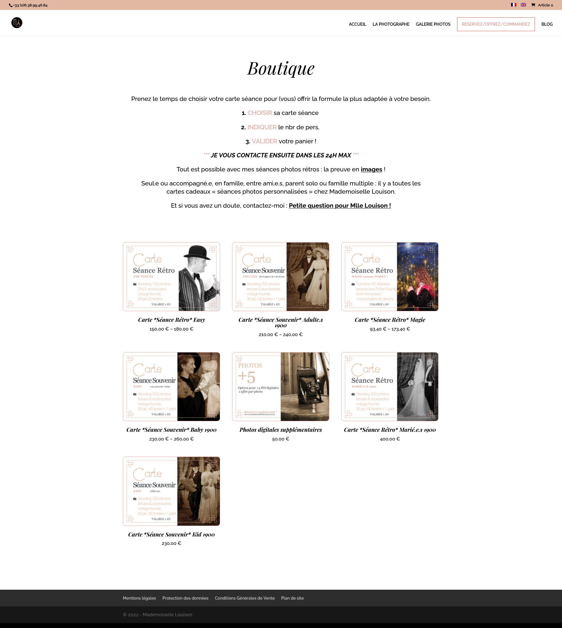 Mademoiselle Louison - Création d'un site web - Tours